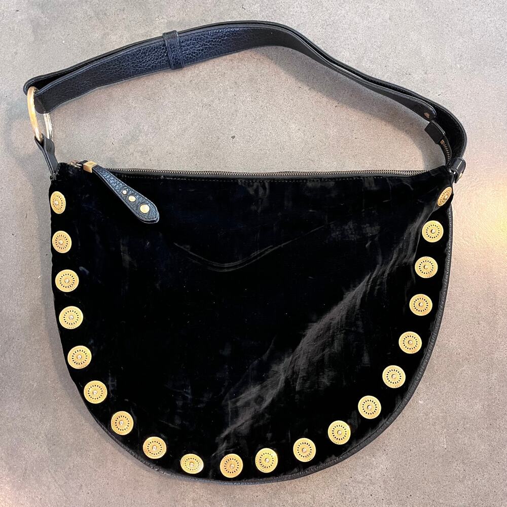 Maxx New York Velvet Gold studded large crescent hobo bag womens Purse bag